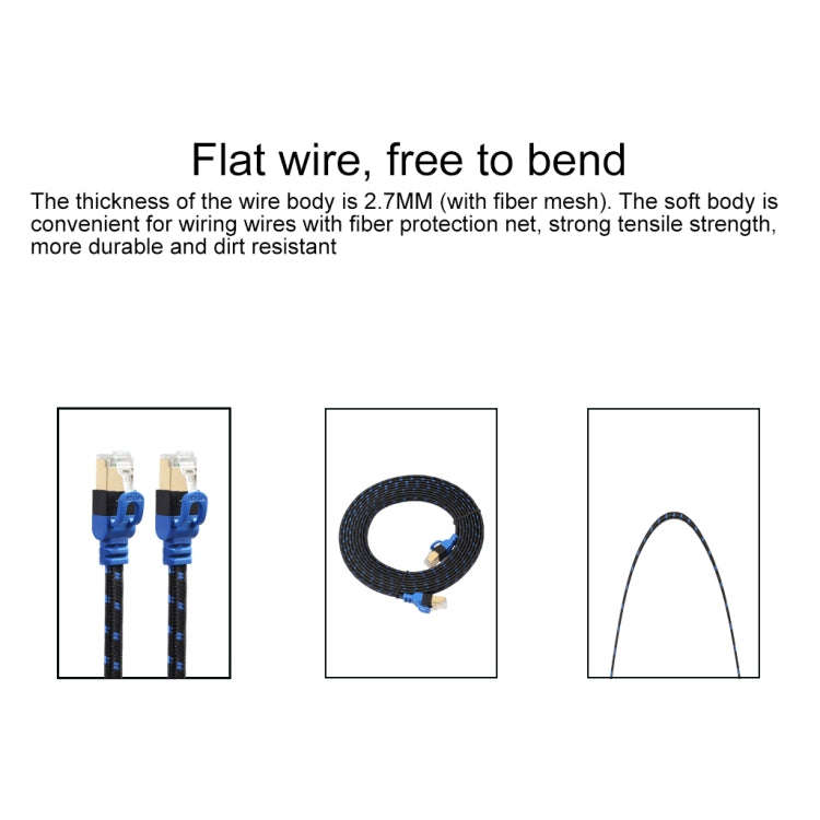 REXLIS CAT7-2 Gold-plated CAT7 Flat Ethernet 10 Gigabit Two-color Braided Network LAN Cable for M...