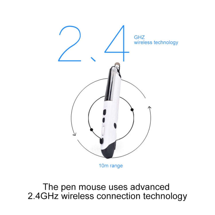PR-08 6-keys Smart Wireless Optical Mouse with Stylus Pen & Laser Function (White)