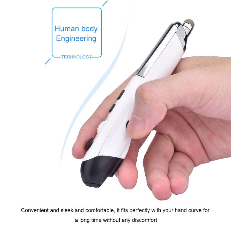 PR-08 6-keys Smart Wireless Optical Mouse with Stylus Pen & Laser Function (White)