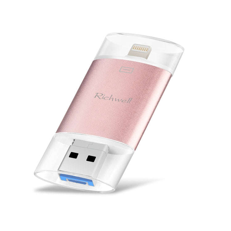 Richwell 3 in 1 128G Type-C + 8 Pin + USB 3.0 Metal Double Cover Push-pull Flash Disk with OTG Fu...