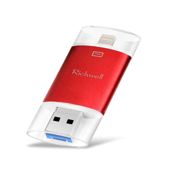 Richwell 3 in 1 64G Type-C + 8 Pin + USB 3.0 Metal Double Cover Push-pull Flash Disk with OTG Fun...