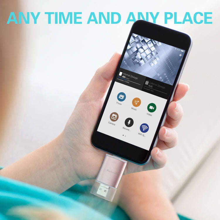 Richwell 3 in 1 64G Type-C + 8 Pin + USB 3.0 Metal Double Cover Push-pull Flash Disk with OTG Fun...