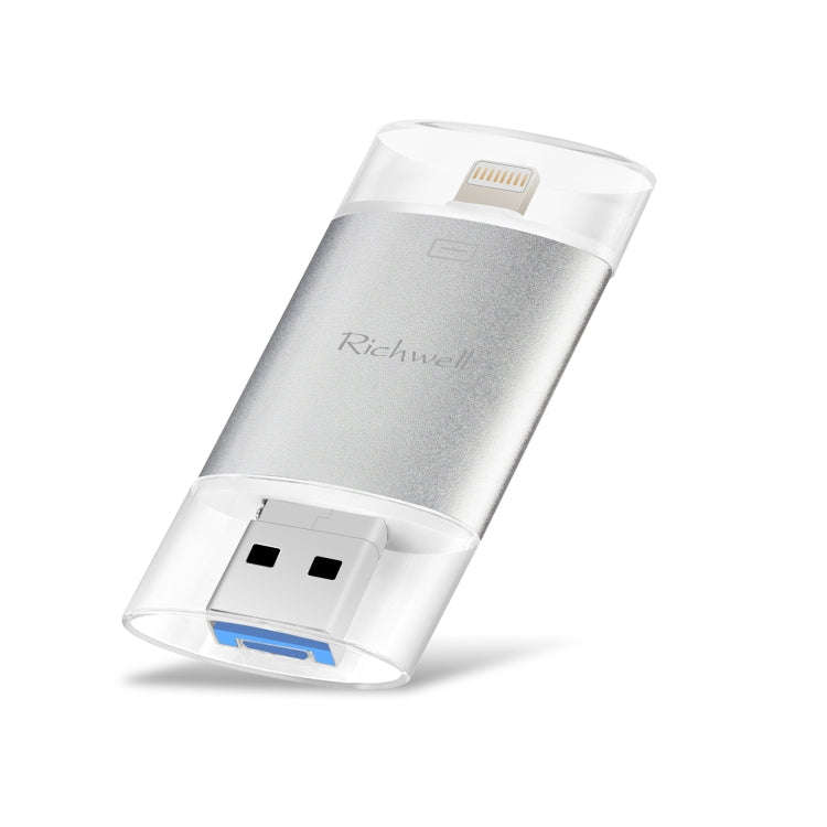 Richwell 3 in 1 64G Type-C + 8 Pin + USB 3.0 Metal Double Cover Push-pull Flash Disk with OTG Fun...