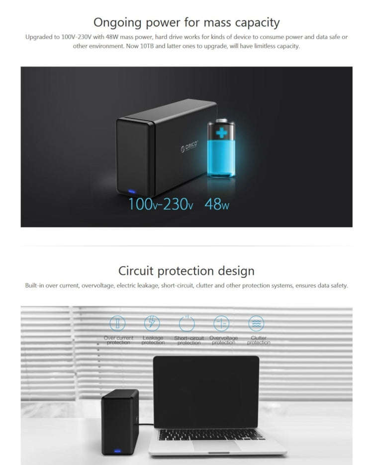 ORICO NS200-RU3 2-bay USB 3.0 Type-B to SATA External Hard Disk Box Storage Case Hard Drive Dock ...