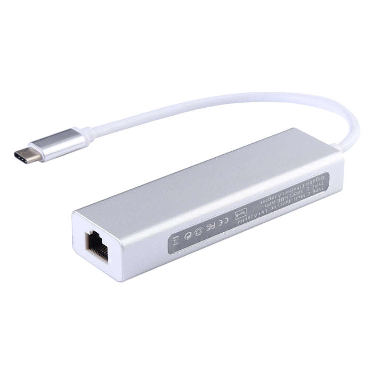 Aluminum Shell 3 USB3.0 Ports HUB + USB-C / Type-C Gigabit Ethernet Adapter