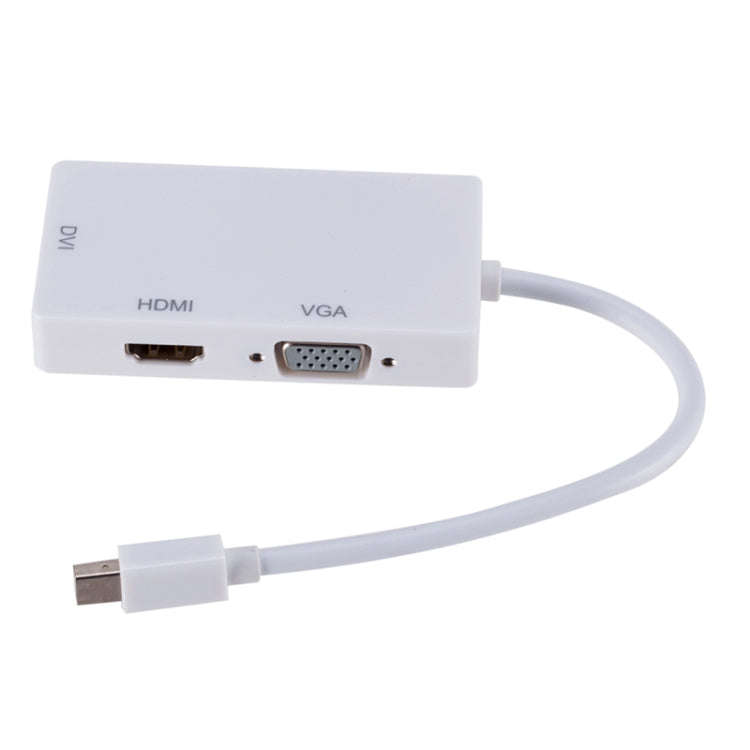 Mini DP to HDMI + DVI + VGA Rectangle Multi-function Converter, Cable Length: 28cm(White)