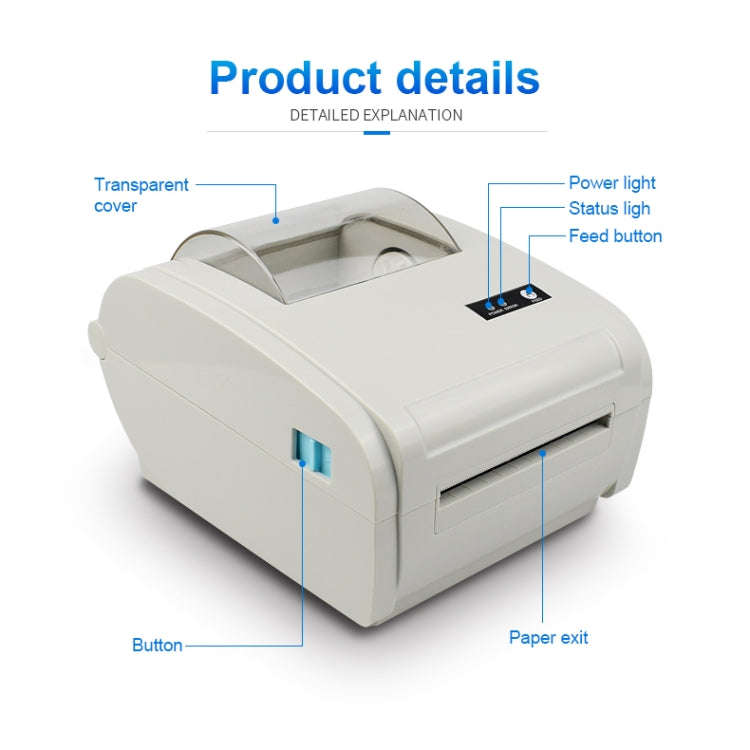 POS-9210 110mm USB POS Receipt Thermal Printer Express Delivery Barcode Label Printer, AU Plug(Wh...