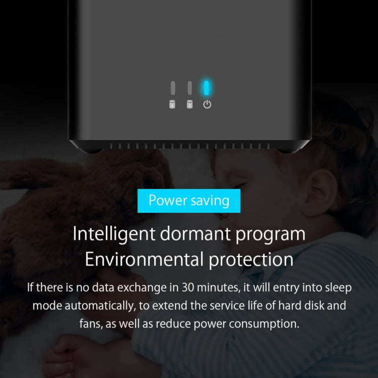 ORICO DS200C3 3.5 inch 2 Bay Magnetic-type USB-C / Type-C Hard Drive Enclosure with Blue LED Indi...