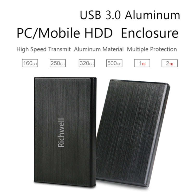 Richwell SATA R23-SATA-2TB 2TB 2.5 inch USB3.0 Interface Mobile Hard Disk Drive(Black)