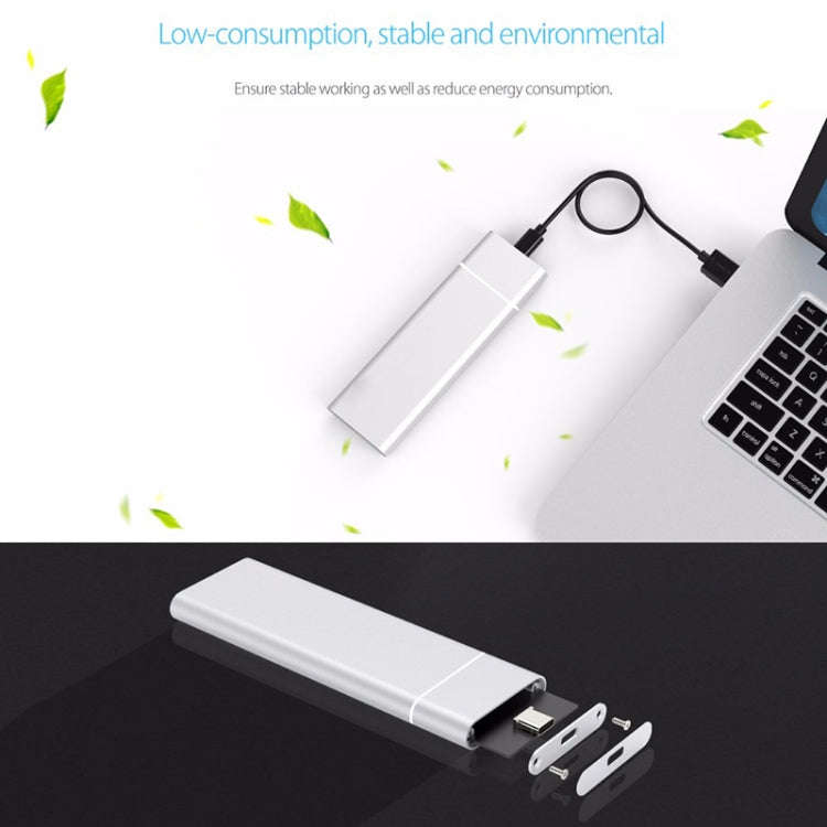 M.2 NGFF to USB-C / Type-C USB 3.1 Interface Aluminum Alloy SSD Enclosure(Black)