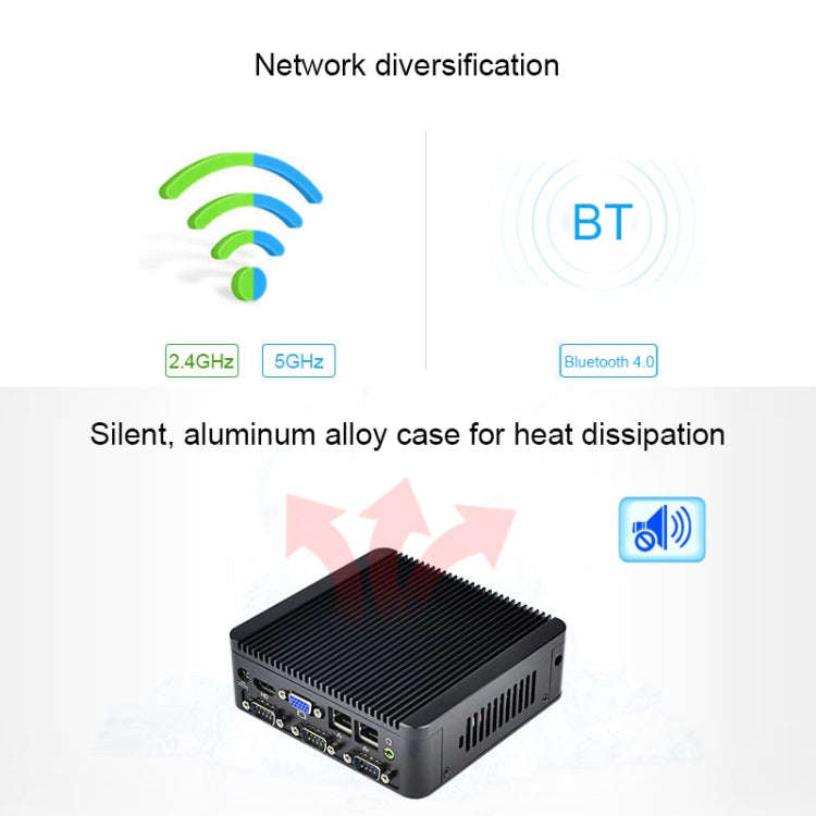Fanless Mini Industrial Control PC with 4 USB Ports & RS-232 COM Port, 8GB RAM, Intel Celeron N29...