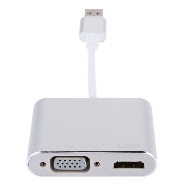 2 in 1 USB 3.0 to HDMI + VGA Adapter(Silver)
