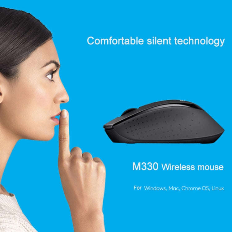 Logitech M330 Wireless Optical Mute Mouse with Micro USB Receiver (Black)