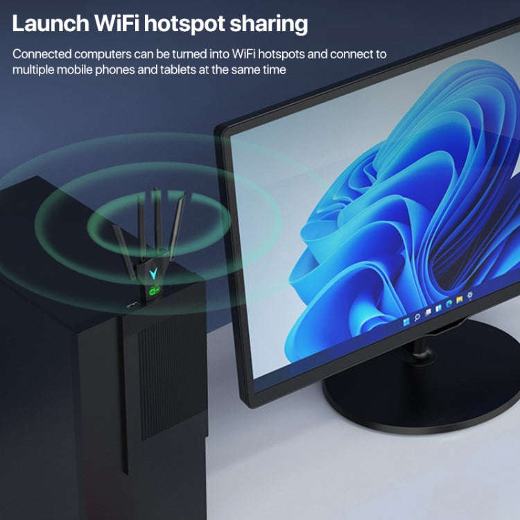 1300Mbps 5G Wireless Network Card Gigabit Dual Band Driver-free USB WiFi Receiver