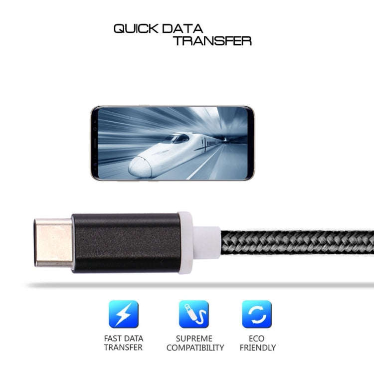 USB-C / Type-C Male to 3.5mm Female Weave Texture Audio Adapter, Length: about 10cm(Silver)