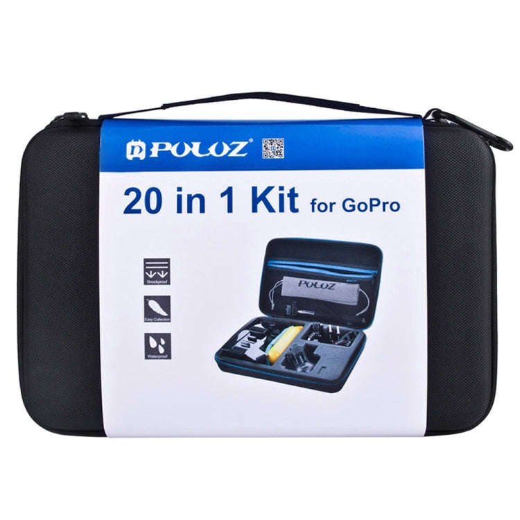 PULUZ 20 in 1 Accessories Combo Kits with EVA Case (Chest Strap + Head Strap + Suction Cup Mount ...
