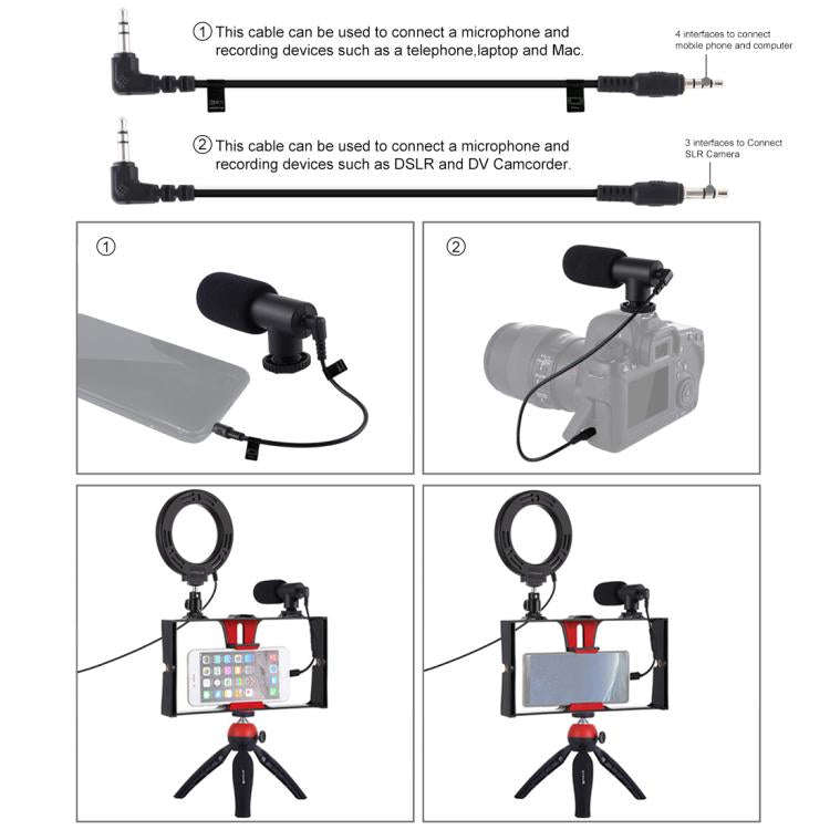 PULUZ 4 in 1 Vlogging Live Broadcast Smartphone Video Rig + 4.7 inch 12cm Ring LED Selfie Light K...