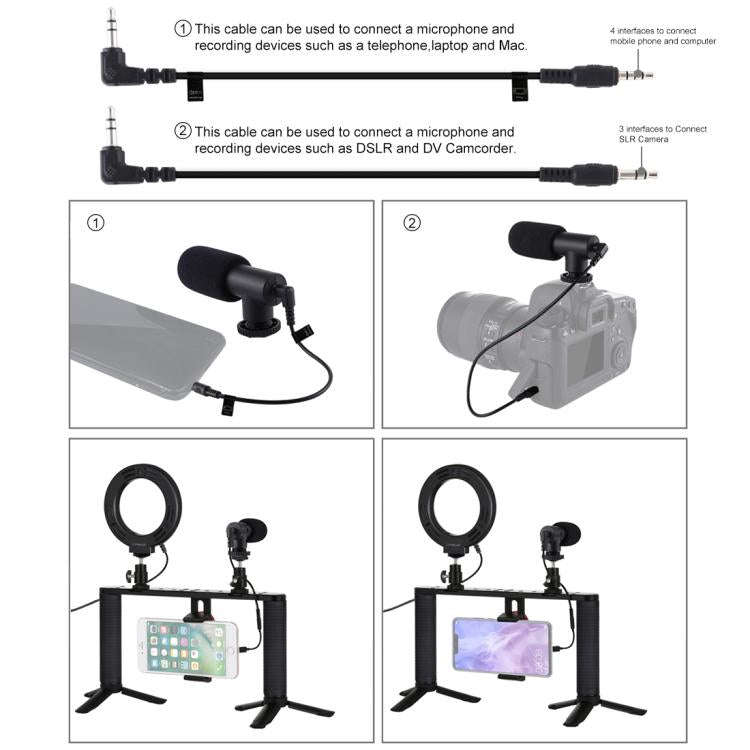 PULUZ 4 in 1 Vlogging Live Broadcast 4.7 inch 12cm Ring LED Selfie Light Smartphone Video Rig Han...