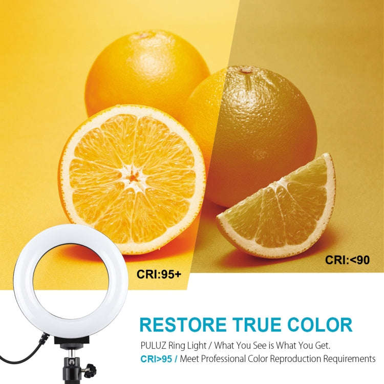 PULUZ 4.7 inch 12cm Curved Surface Ring Light + Round Base Desktop Mount USB 10 Modes 8 Colors RG...