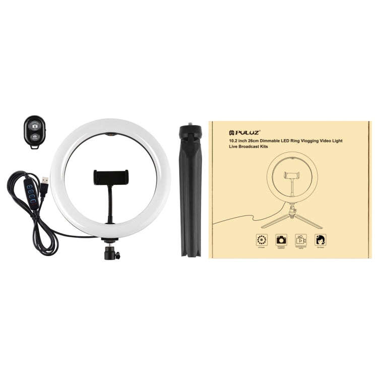 PULUZ 10.2 inch 26cm Light + Desktop Tripod Mount USB 3 Modes Dimmable Dual Color Temperature LED...