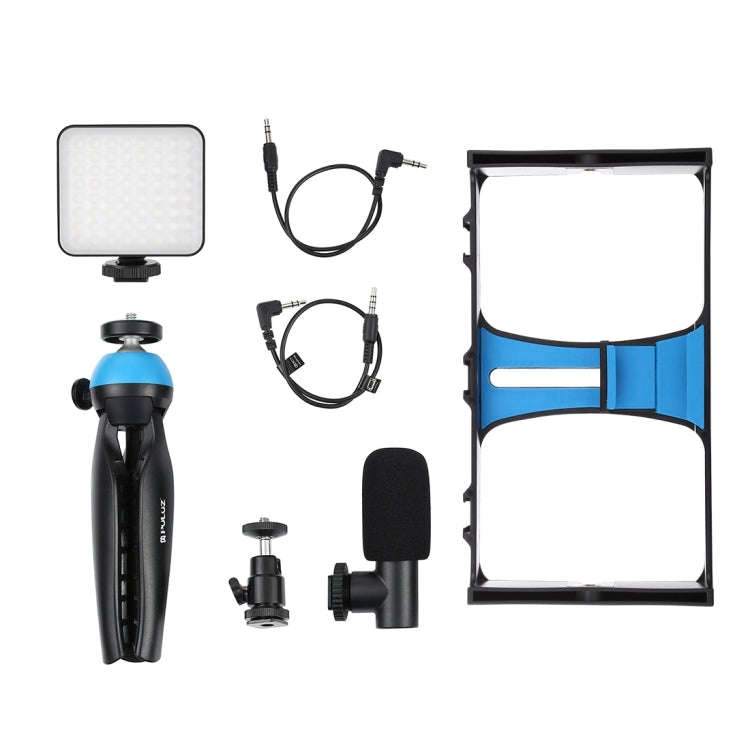 PULUZ 4 in 1 Vlogging Live Broadcast LED Selfie Fill Light Smartphone Video Rig Kits with Microph...