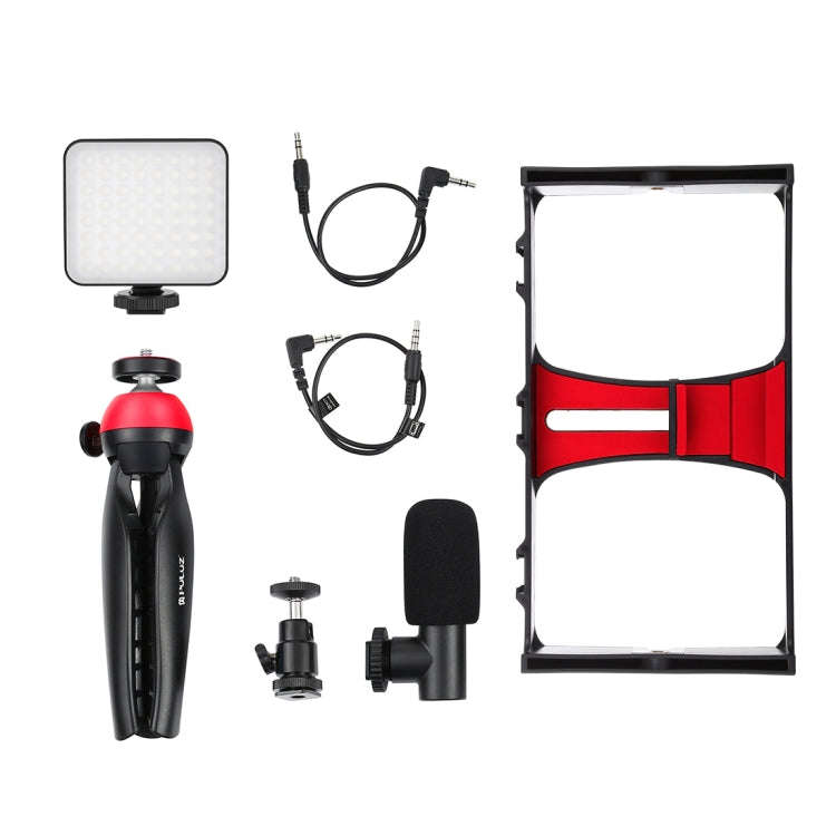 PULUZ 4 in 1 Vlogging Live Broadcast LED Selfie Fill Light Smartphone Video Rig Kits with Microph...