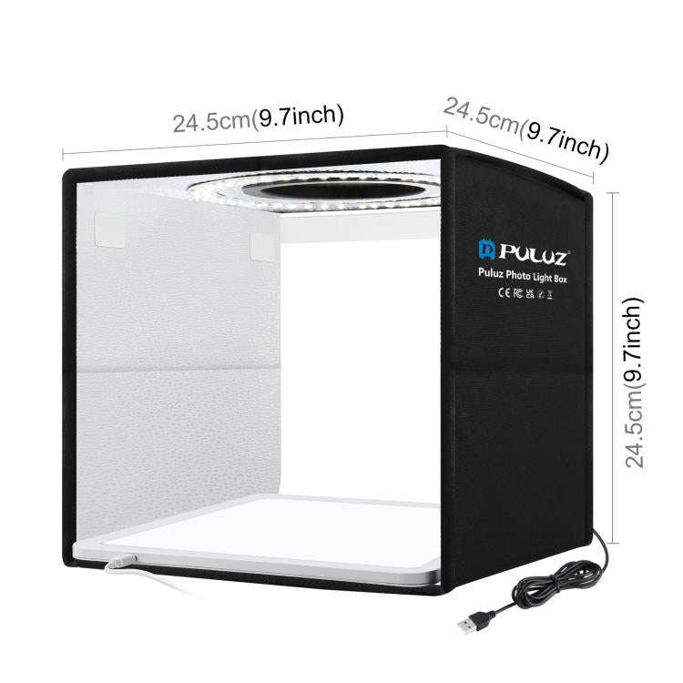 PULUZ 25cm Folding Portable High CRI Ring LED Photo Lighting Studio Tent Box + Shadowless Light L...