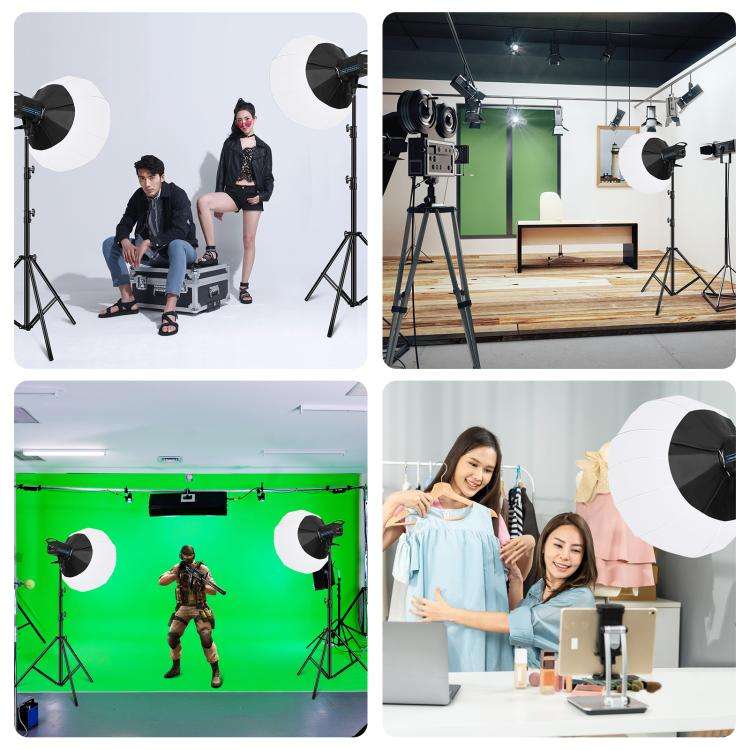 PULUZ 220V 120W Studio Video Light + 2.8m Light Holder + 65cm Foldable Lantern Softbox Photograph...