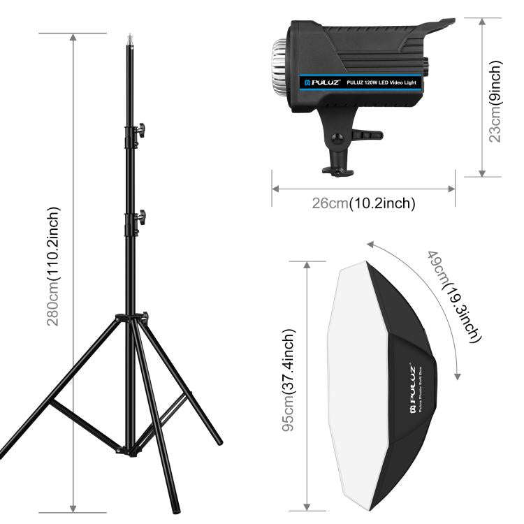 PULUZ 120W Photo Studio Strobe Flash Light Kit with Softbox Reflector & Tripod(UK Plug)