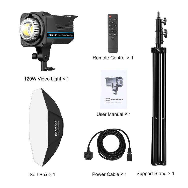 PULUZ 120W Photo Studio Strobe Flash Light Kit with Softbox Reflector & Tripod(UK Plug)
