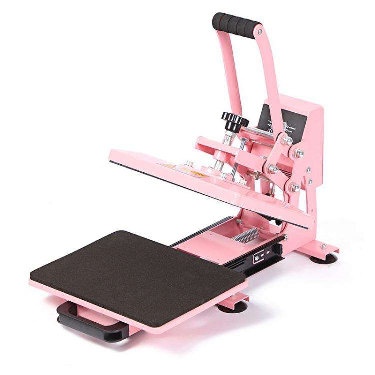 Hand Stamping Machine T-Shirt Clothes Heat Transfer, Size: 23x30cm, US Plug (Pink)