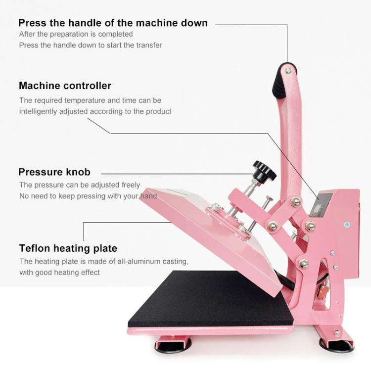 Hand Stamping Machine T-Shirt Clothes Heat Transfer, Size: 23x30cm, US Plug (Green)