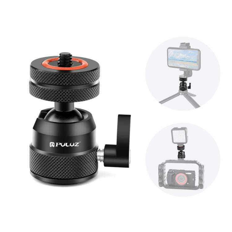PULUZ Multifunctional Aluminum Alloy Mini Ball Head Tripod Mount Adapter, Cold Shoe & 1/4 Screw D...