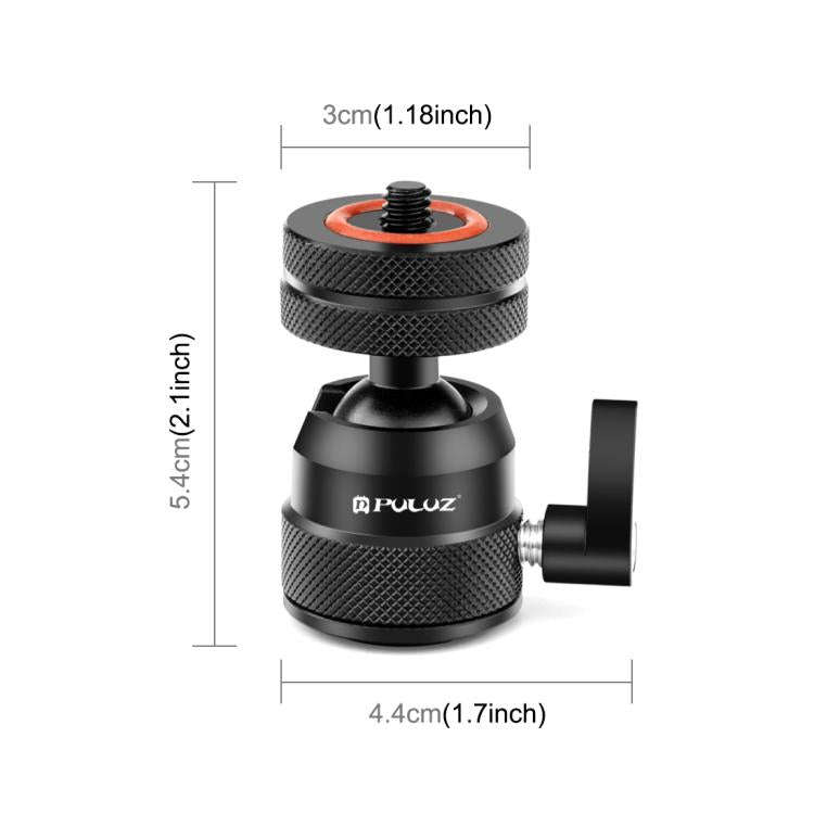 PULUZ Multifunctional Aluminum Alloy Mini Ball Head Tripod Mount Adapter, Cold Shoe & 1/4 Screw D...