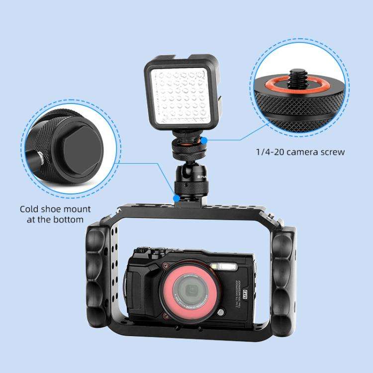 PULUZ Multifunctional Aluminum Alloy Mini Ball Head Tripod Mount Adapter, Cold Shoe & 1/4 Screw D...