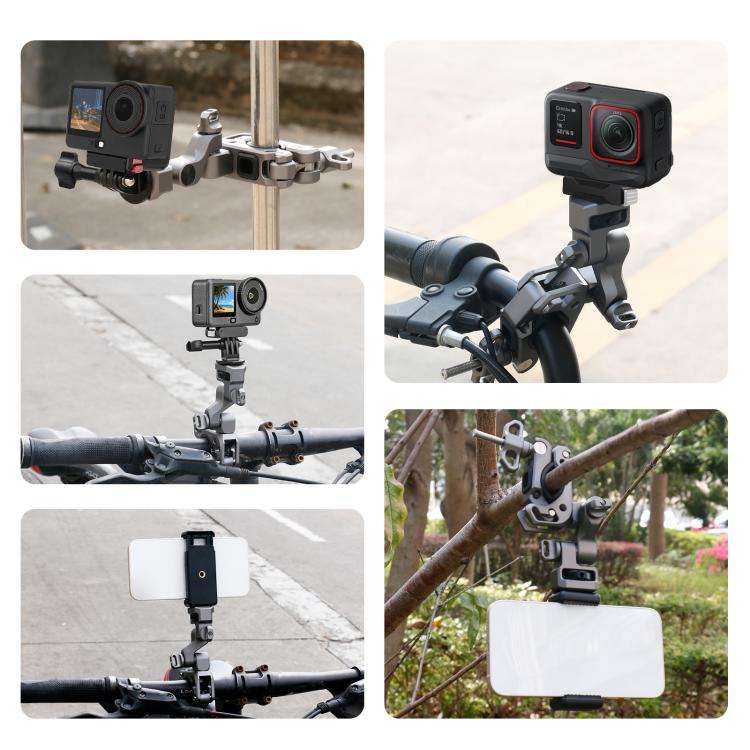 PULUZ Panoramic & Action Cameras Professional 3-Way Gimbal Motorcycles Bicycles Handlebar Alumini...