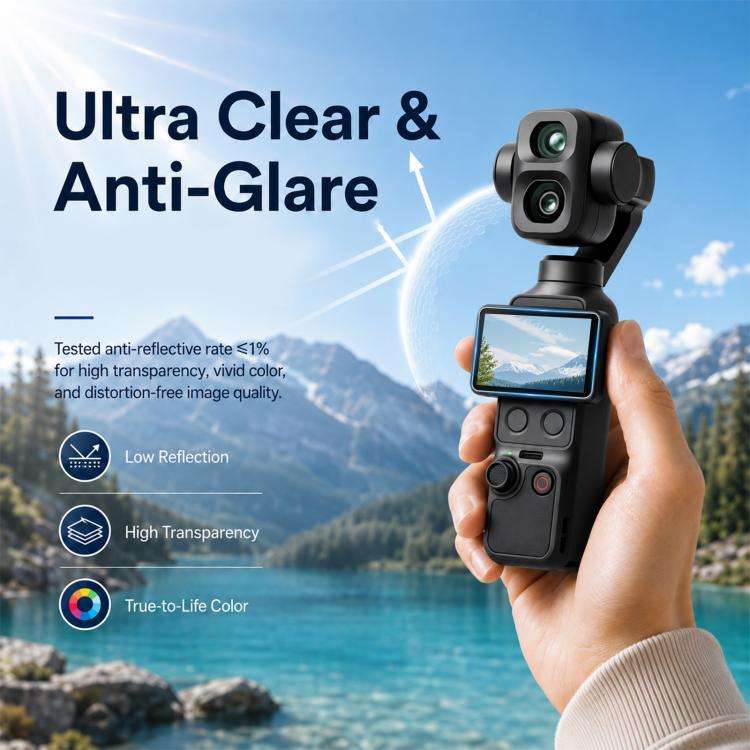 For DJI OSMO Pocket 4P / XTRA Muse 2 Pro PULUZ 9H 2.5D HD Tempered Glass Lens Protector + Screen ...