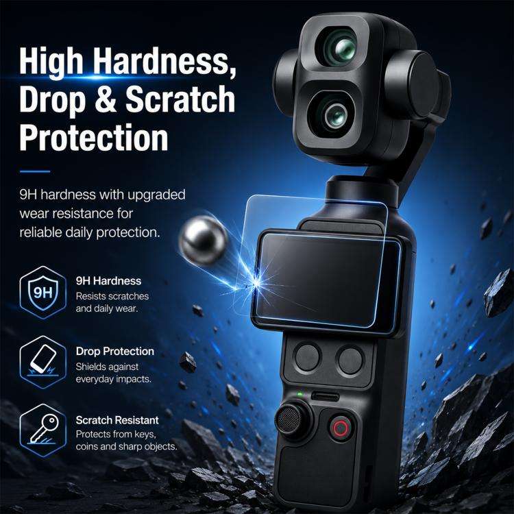 For DJI OSMO Pocket 4P / XTRA Muse 2 Pro PULUZ 9H 2.5D HD Tempered Glass Lens Protector + Screen ...
