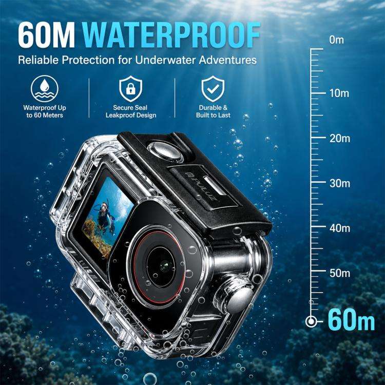 For DJI Action 5 Pro / 4 / 3 PULUZ 60m Waterproof Housing Diving Case Magnetic Quick-release Hori...