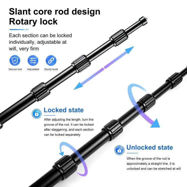 PULUZ Cycling Quick Release Bracket with 150cm Locking Selfie Stick Set, 2 x Dual-heads Crabs Cla...