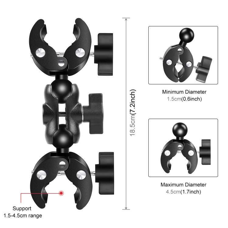 PULUZ Cycling Quick Release Bracket with 150cm Locking Selfie Stick Set, 2 x Dual-heads Crabs Cla...