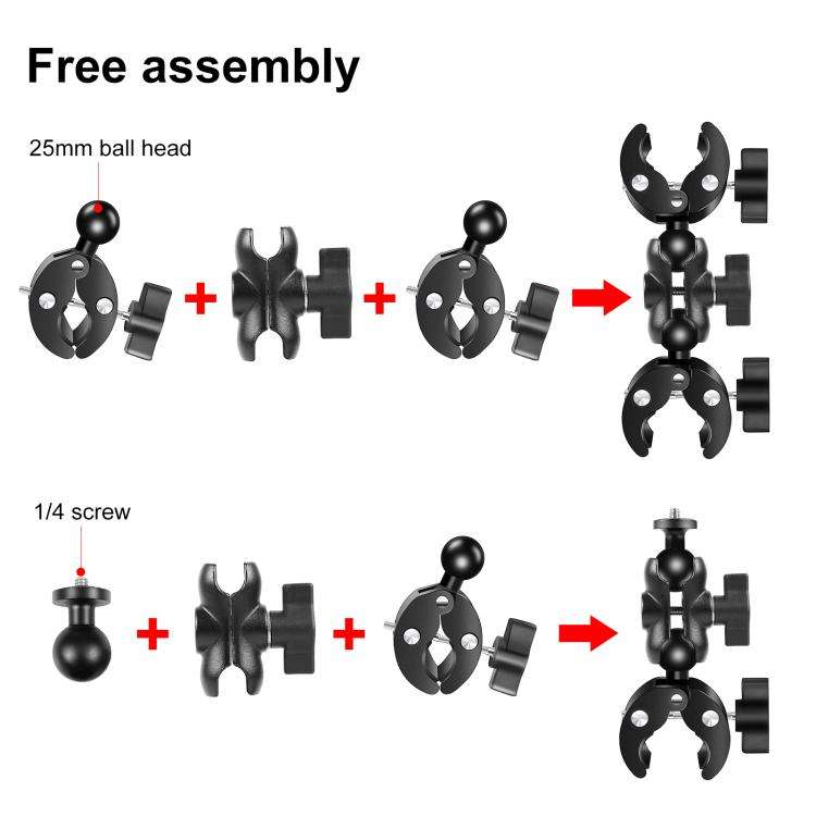 PULUZ Cycling Quick Release Bracket with 150cm Locking Selfie Stick Set, 2 x Dual-heads Crabs Cla...