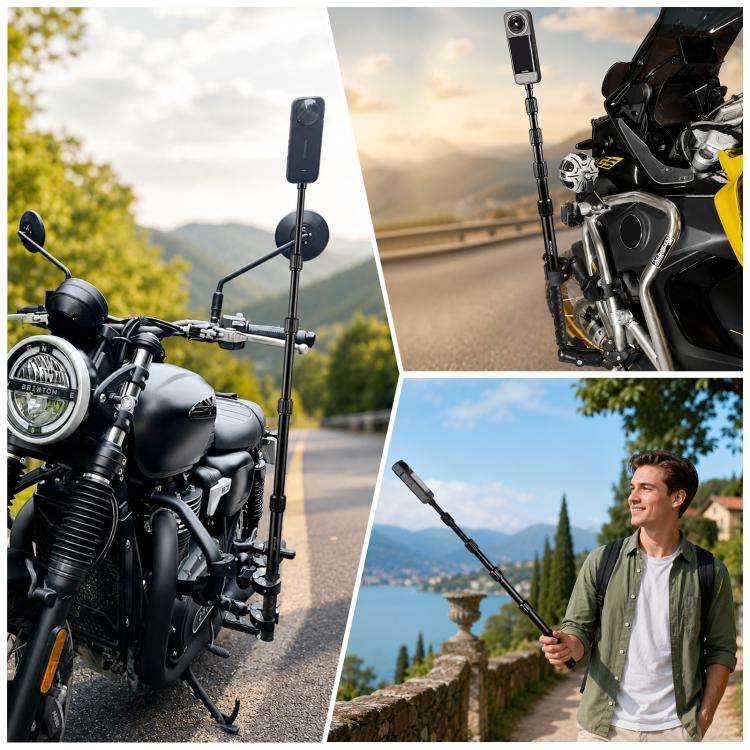 PULUZ Cycling Quick Release Bracket with 150cm Locking Selfie Stick Set, 2 x Dual-heads Crabs Cla...