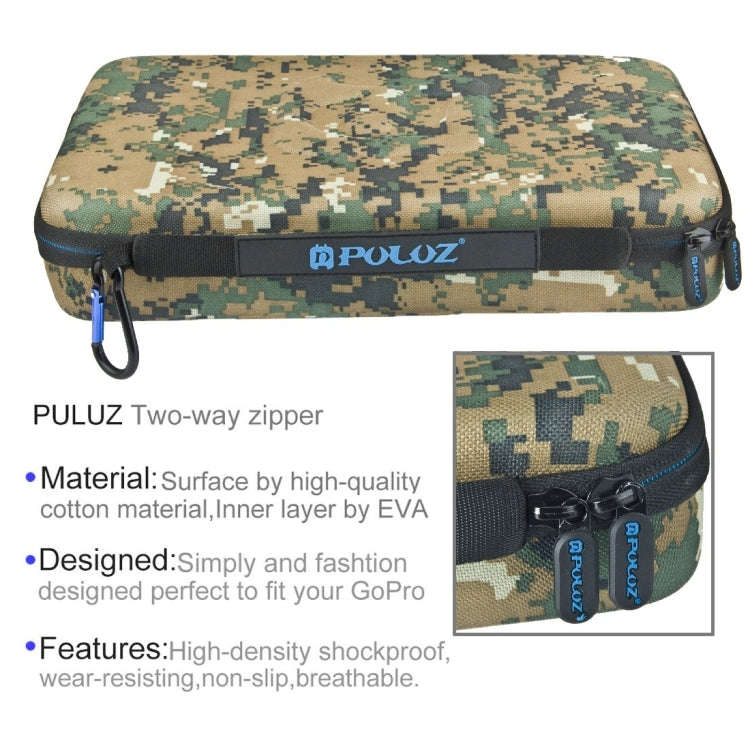 PULUZ Camouflage Pattern Waterproof Carrying and Travel Case for for GoPro, Insta360, DJI and Oth...