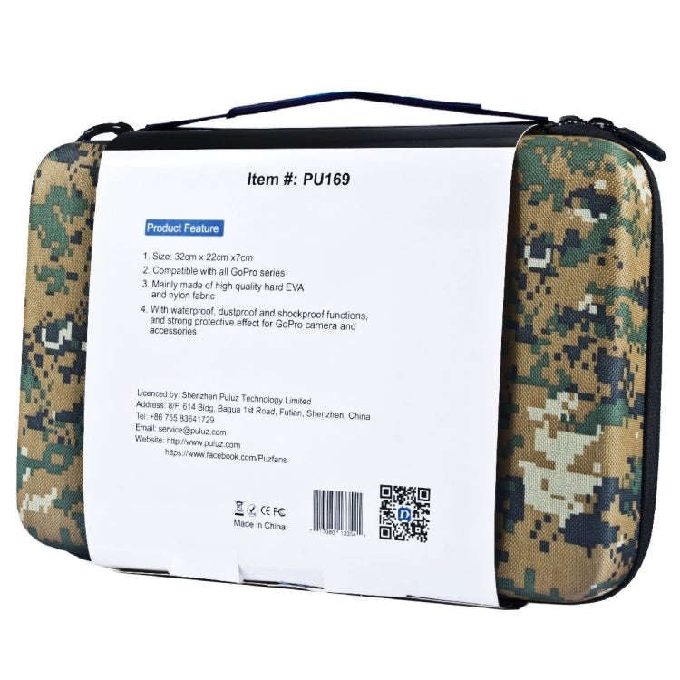 PULUZ Camouflage Pattern Waterproof Carrying and Travel Case for for GoPro, Insta360, DJI and Oth...