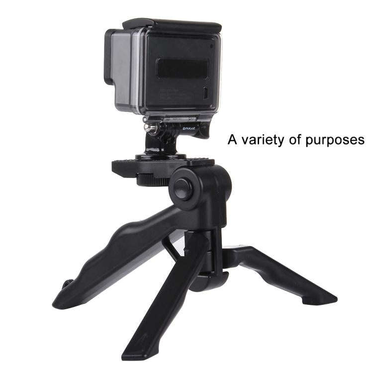 PULUZ Grip Folding Tripod Mount with Adapter & Screws for DJI, Insta360, GoPro and Other Action C...
