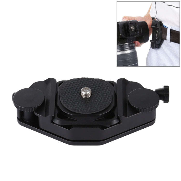 PULUZ Capture Camera Clip CNC Aluminum Alloy Quick Release Clip with Plate (Black)