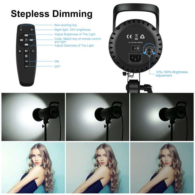 PULUZ 150W Studio Video Light 5600K Monochromatic Temperature Built-in Dissipate Heat System with...