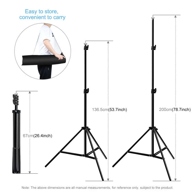 2 x 2m Photo Studio Background Support Stand Backdrop Crossbar Bracket(Black)
