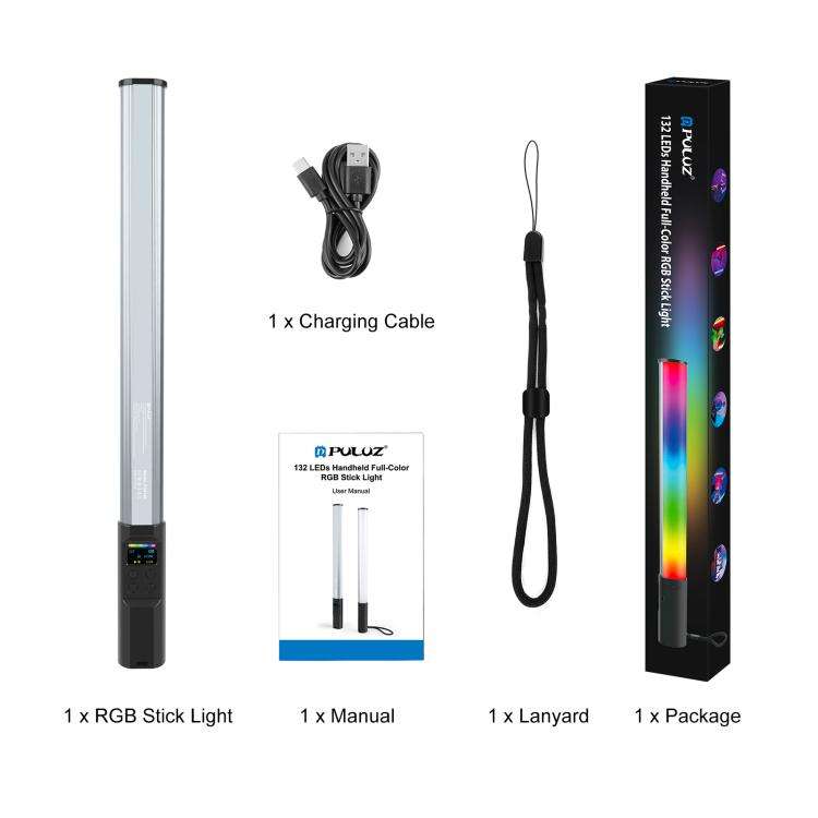 PULUZ 132 LEDs Photo Handheld Stick Light RGB Fill Light